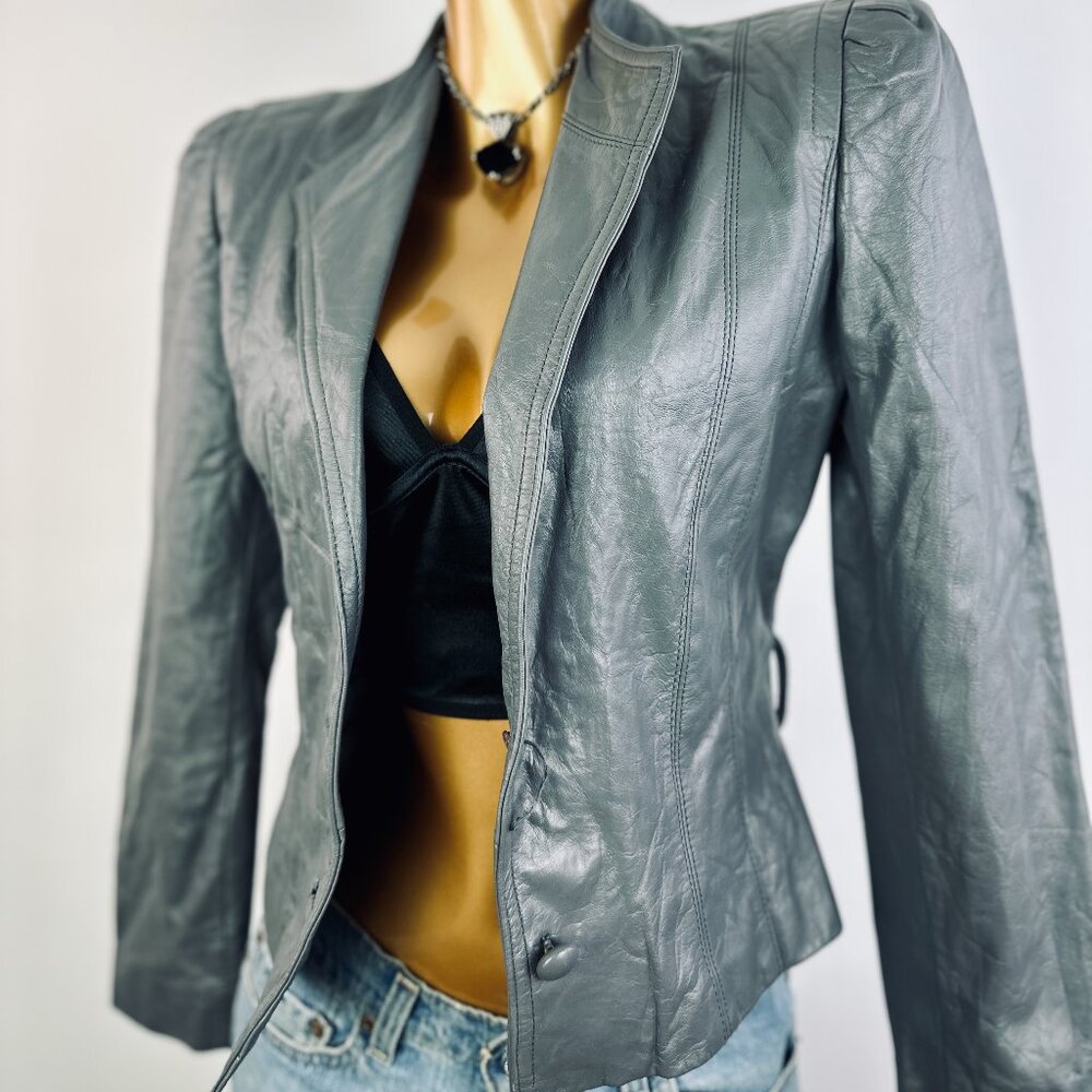 Vintage 70s leather jacket blazer biker jacket - Picture 4 of 9